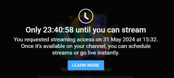 Youtube has a 24 hr timer before u can stream :O