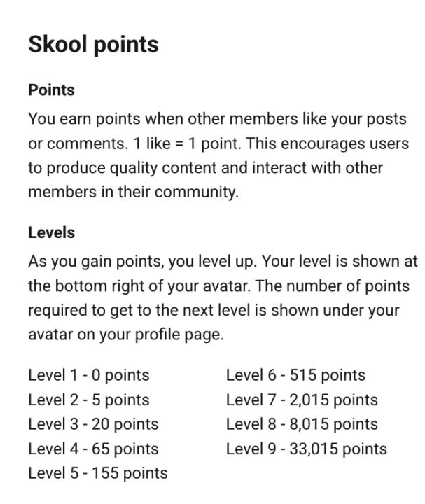 How the points system works 