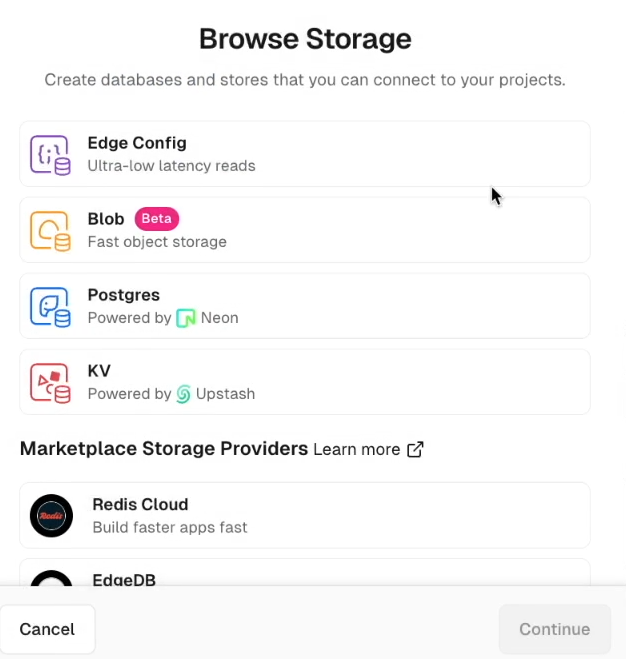 Difference between Postgres Db Options in Vercel