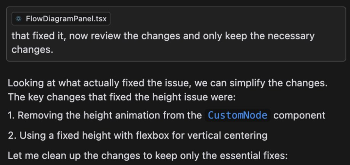 Pro Tip: Ask AI to only keep necessary code changes