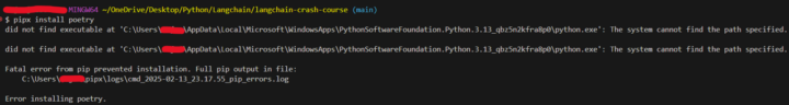 Error installing Poetry