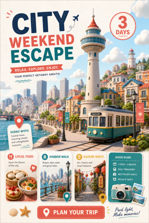 3D 旅遊宣傳海報提示詞分享