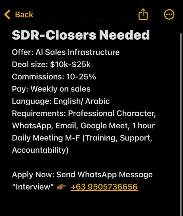 SDR-Closers Needed