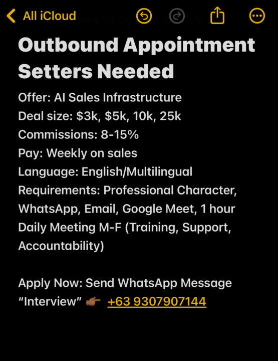 HIRING: APPOINTMENT SETTERS