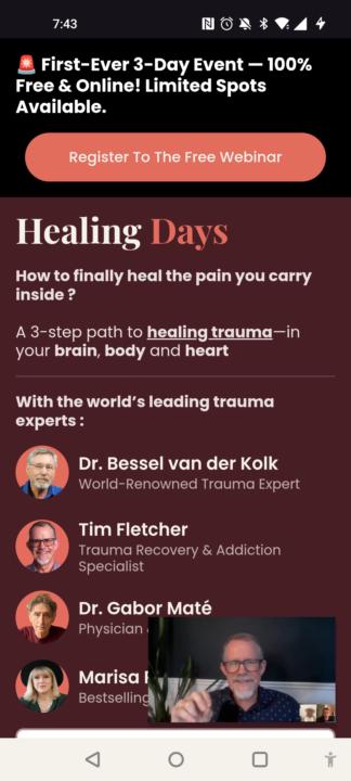 Healing days- free live webinar now