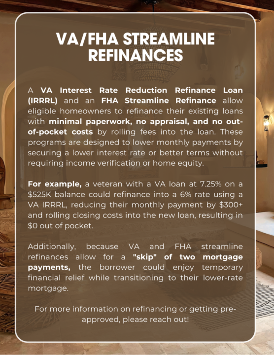 VA and FHA Streamline Refinances Explained
