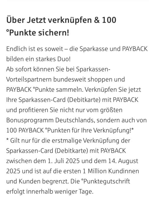 Sparkasse jetzt Payback-Partner ! 