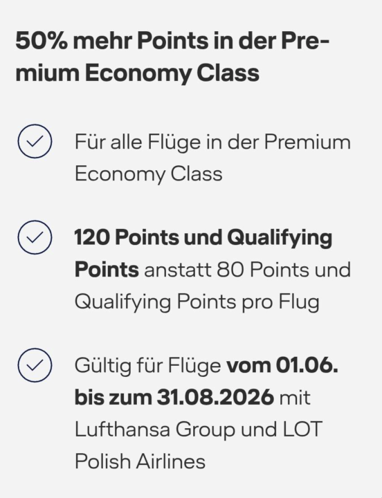Dein Sommer-Boost für deine Points in der Premium Economy Class bei Lufthansa...