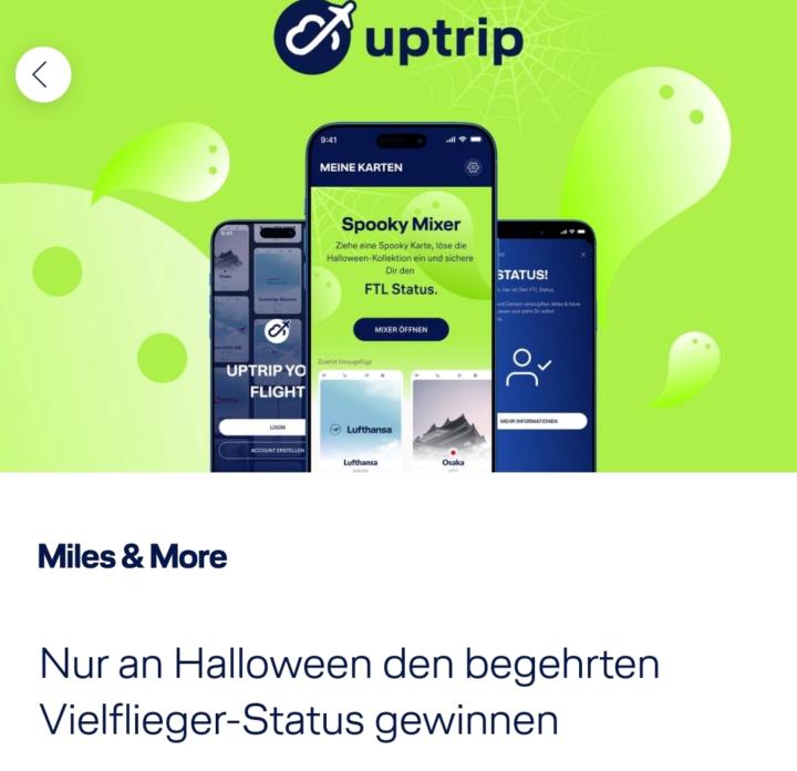 Uptrip - 500 Meilen geschenkt  + Gewinnchance auf Vielflieger-Status