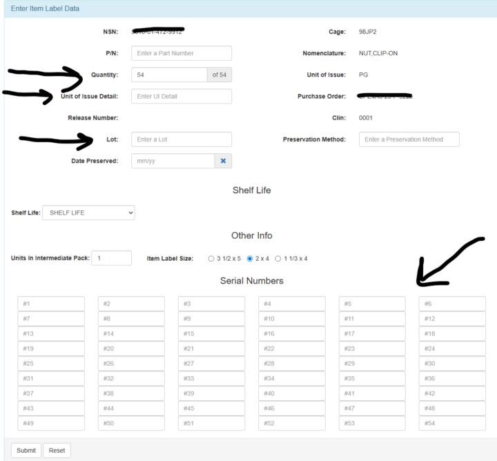 Clarification on Printing Item Labels in VSM for PG Unit of Issue