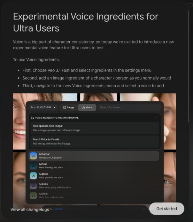 VEO 3.1 Fast: Experimental "Voice" Ingredients! (Ultra Plan)