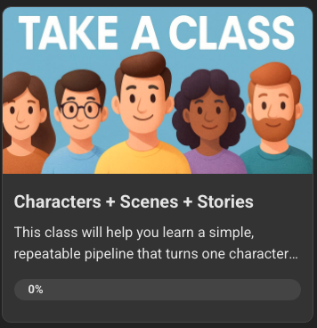 New Class: Characters + Scenes + Stories