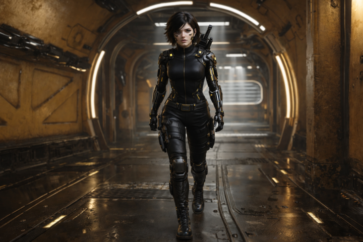 Alita: walking down a corridor