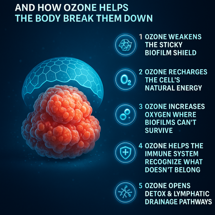 Biofilms: La armadura oculta que protege tumores — y cómo el cuerpo puede descomponerlos con ozono