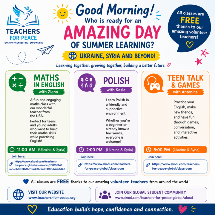 🌞📚 Good Morning, Teachers for Peace Family! 📚🌞