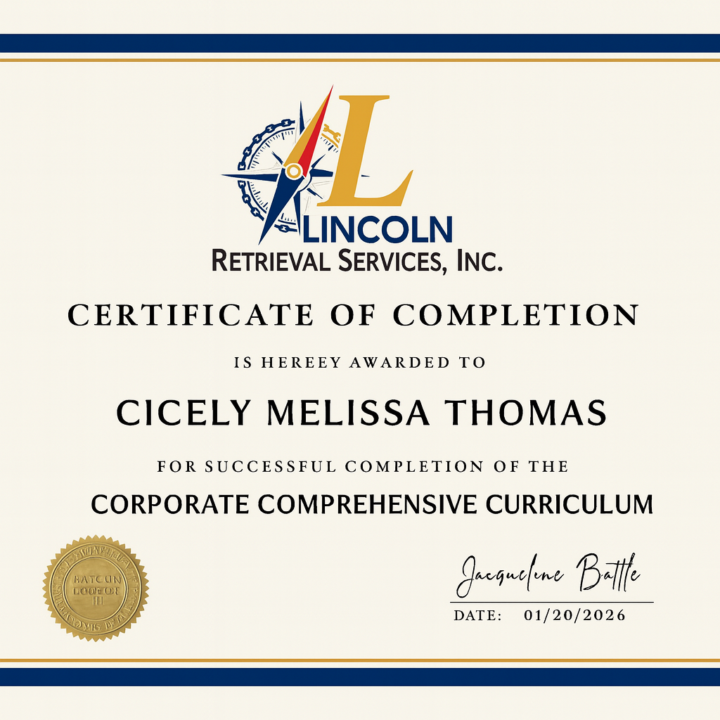 Certificate of Completion! 