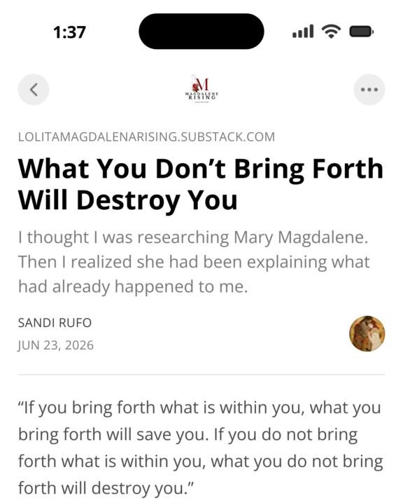 What You Don’t Bring Forth Will Destroy You
