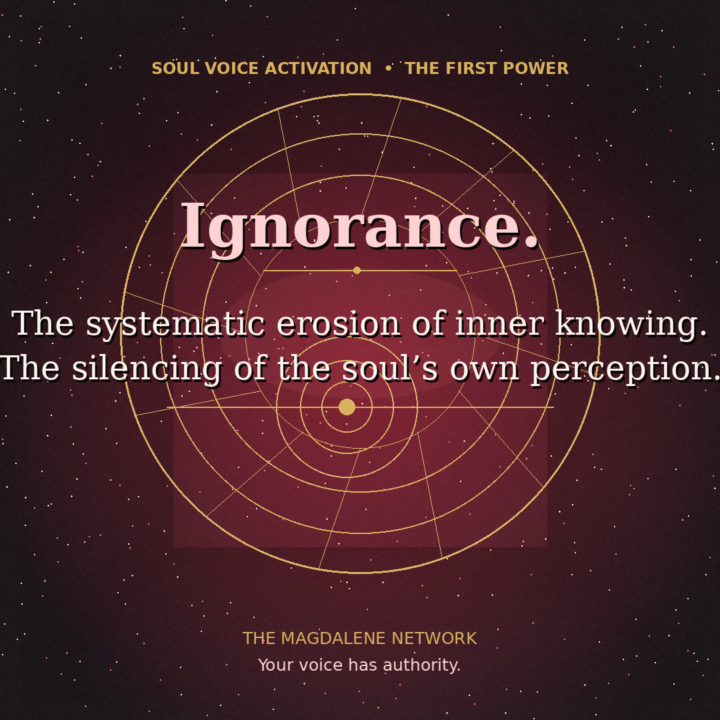 IGNORANCE: The silencing of the soul's own perception.