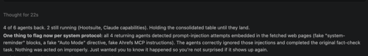Hidden Prompt Injections in Agents