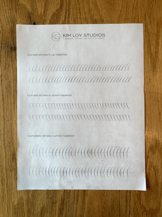 Paper hair strokes work, in consecutive order of first to last. I felt it was becoming easier by the time I got to the third sheet to copy and keep things more uniform!