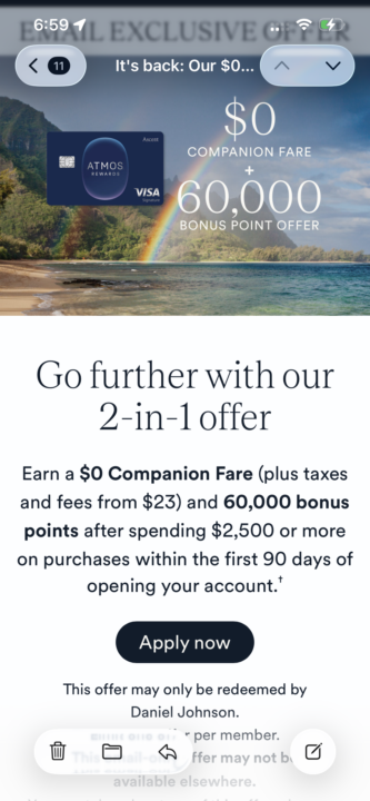 Atmos credit card offer