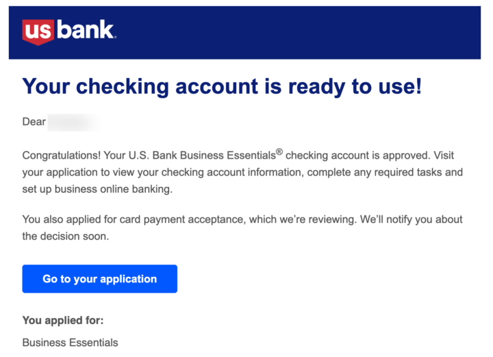 Quick win: U.S. Bank Business Account