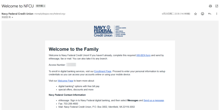I successfully opened a Navy FCU account.