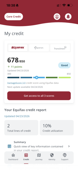 My current credit score
