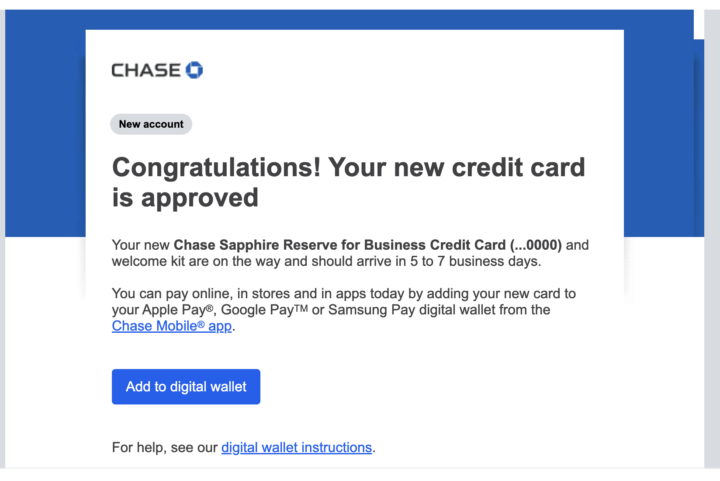 Chase Sapphire Reserve Business approved with ITIN only