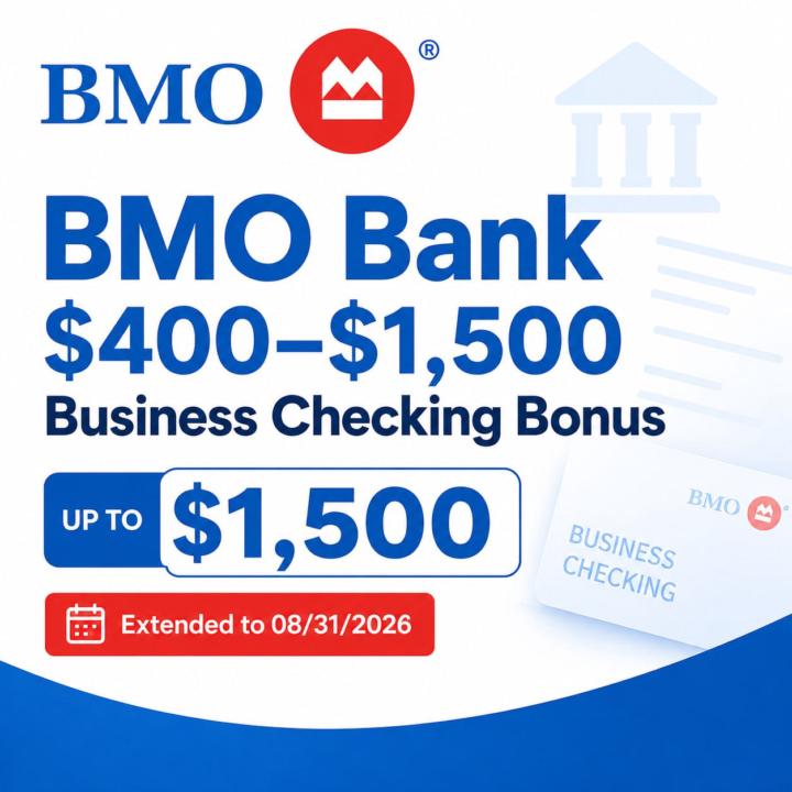 No DD Required: BMO Pays Up to USD 1,500 for Business Checking