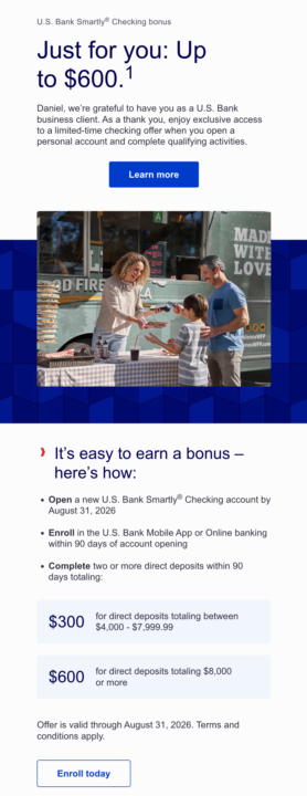 U.S. Bank $600 Targeted Offer