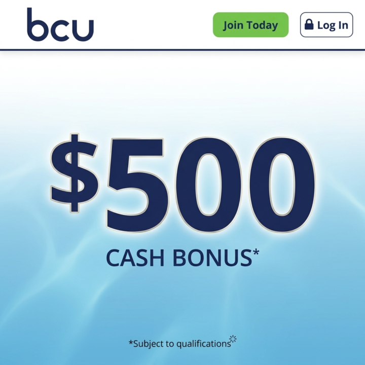 BCU (credit union) - $500 checking bonus