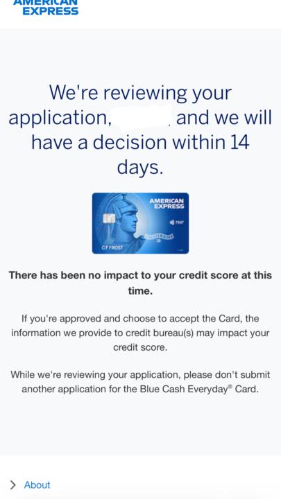 Amex possible approval with 2 months of credit history