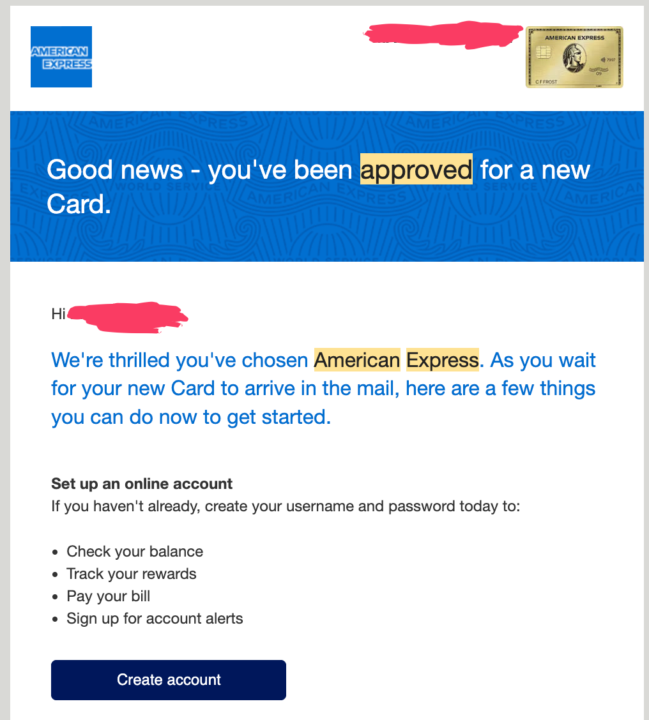 ✅ AMEX Gold, finally Approved