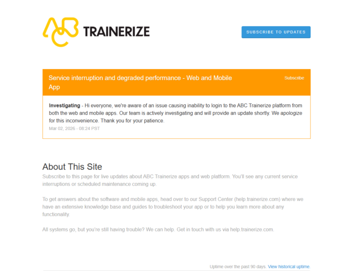 TRAINERIZE IS DOWN! 