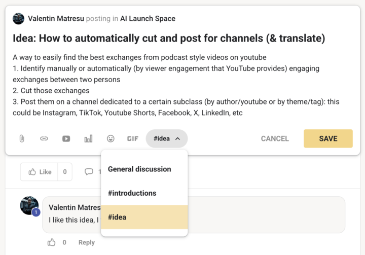 Added #idea and #introductions
