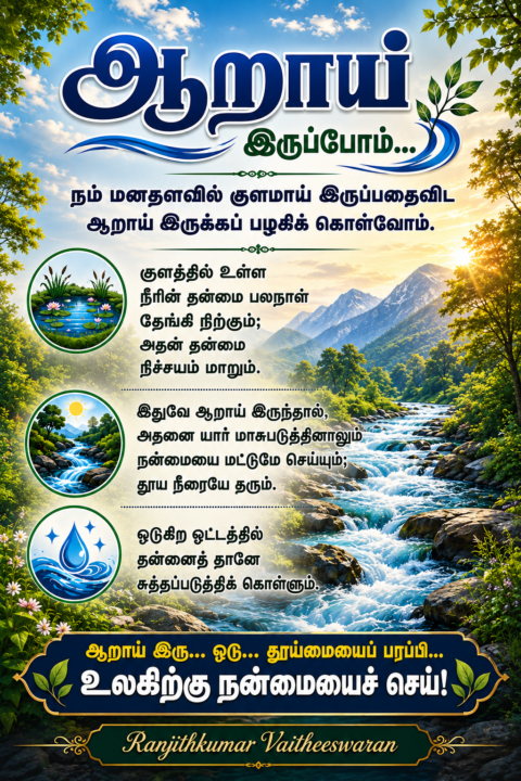 ஆறாய் இருக்க பழகிக் கொள்வோம்