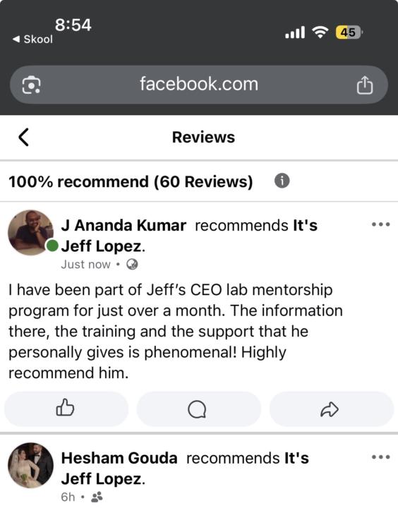 Facebook Review left 