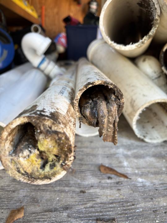 Grease down a drain.