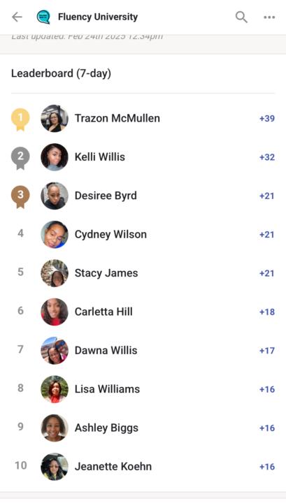 Top 3 of the Fluency Board! 🎉♥️