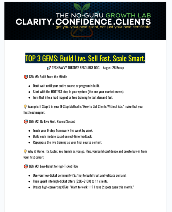 🧠 TOP 3 GEMS from TECHSAVVY TUESDAY – Aug 26