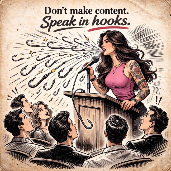 Don’t make content! Speak in hooks!