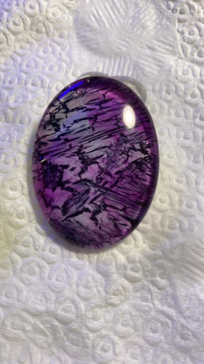 30x40mm purple shatter glass cabochon 