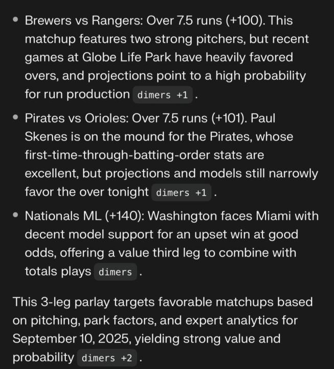 Sports picks for September 10 2025