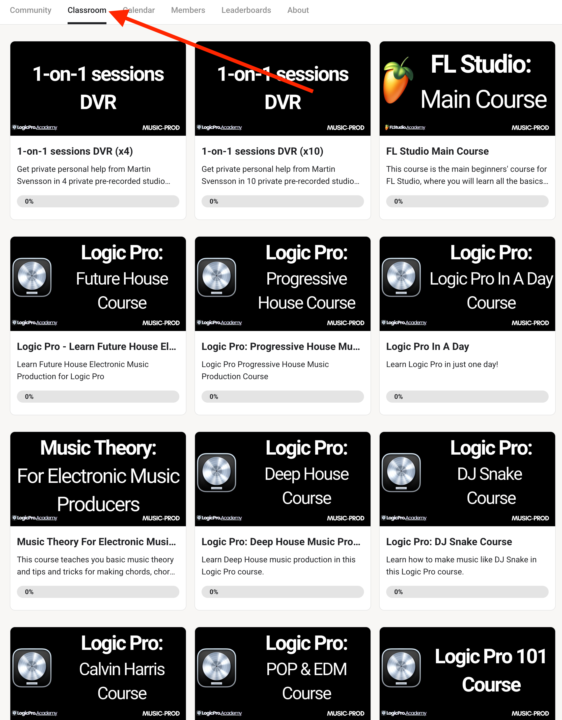 All Music-Prod courses are now up in the classroom!