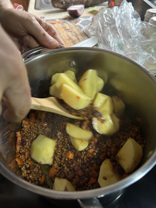 Brown lentil stew or Vegan mince and tatties? You choose :)