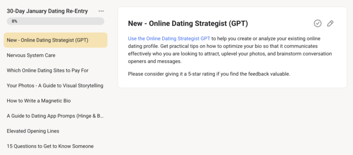 Gentle reminder 💜 Starting January 4: A 30-Day Re-Entry Into Dating