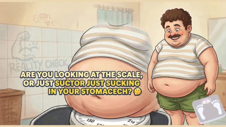 ARE YOU LOOKING AT THE SCALE, OR JUST SUCKING IN YOUR STOMACH? 🤔