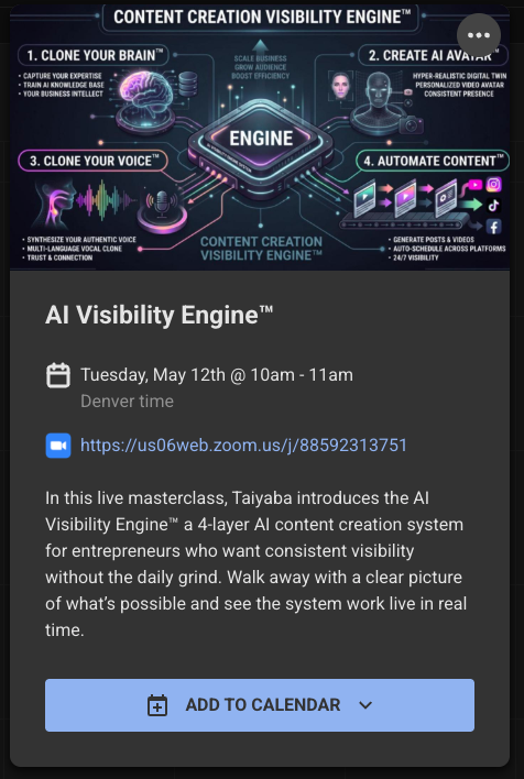 Free Live Masterclass: Build Your AI Visibility Engine (with Taiyaba)