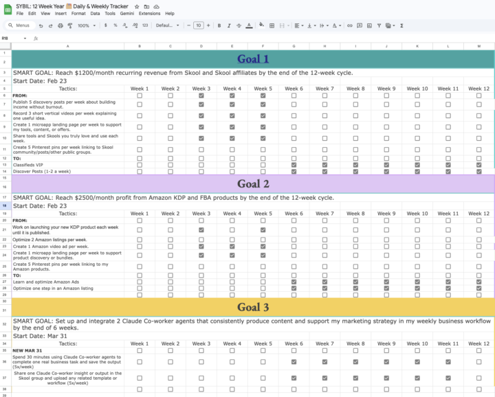 I'm pivoting mid 12-week year